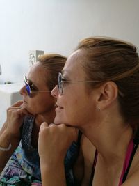 Close-up of women in sunglasses at home