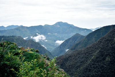 Scenic view of mountains against sky