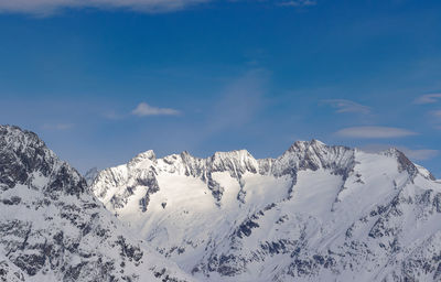 Wannenhorn, illuminated by sunlight seen from moosfluh. jungfrau-aletsch unesco world heritage