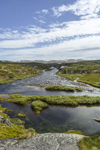 Scenic view of lake against sky