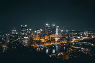 Illuminated city at night