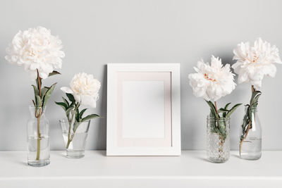 Close-up of flowers in vase on table