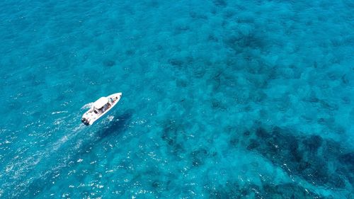 High angle view of boat in sea