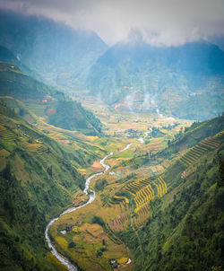 High angle view of landscape against sky