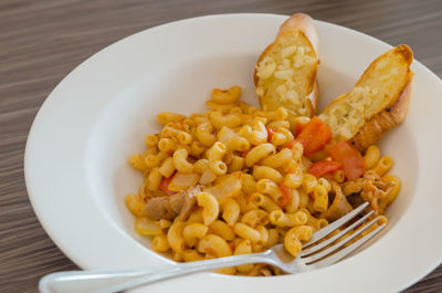 High angle view of meal served in plate