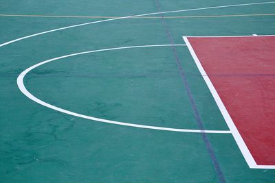 High angle view of soccer field