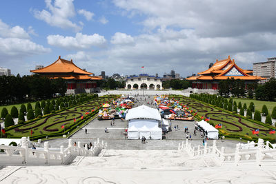 Beautiful view of chiang kai shek memorial hall surrounded by nature in taipei, taiwan