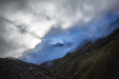 Low angle view of mountain against sky