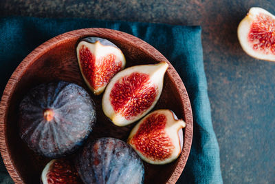 High angle view of fruits in bowl