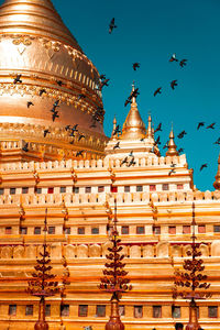 Low angle view of temple building against sky