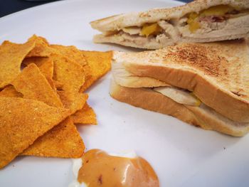 High angle view of meal served in plate