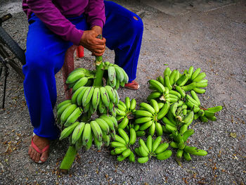 Raw bananas from banana bunch