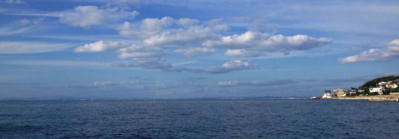 Scenic view of sea against cloudy sky