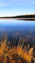 Scenic view of lake against sky