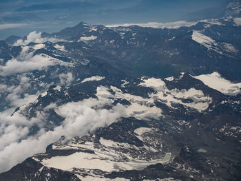 Aerial view of snowcapped mountains