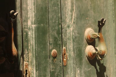 Close-up of rusty metal door