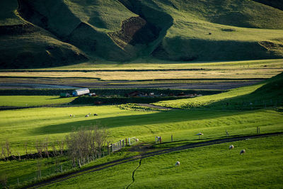 Wonderful icelandic landscape, nature in the highland mountains in late afternoon lights