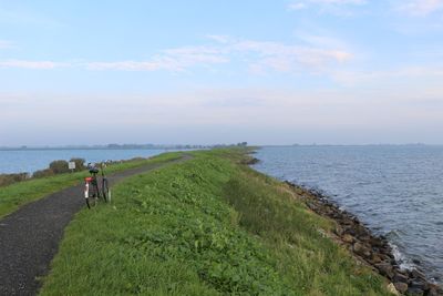 Scenic view of lake against sky