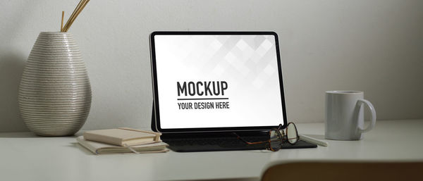 Close-up of laptop on table