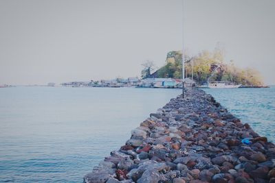 Scenic view of sea against clear sky