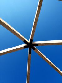 Low angle view of rope against clear blue sky