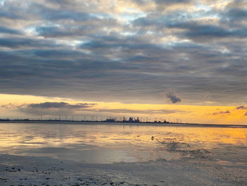 Scenic view of sea against sky at sunset