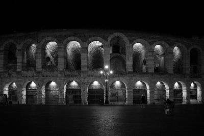 Exterior of illuminated building at night