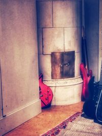 Close-up of shoes on wall