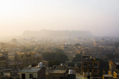 High angle view of townscape against sky