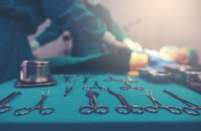 Close-up of eyeglasses on table