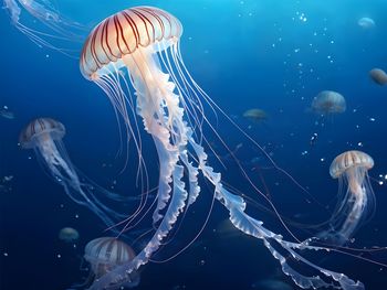 Jellyfish swimming in sea