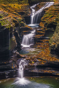 Scenic view of watkin glen waterfalls