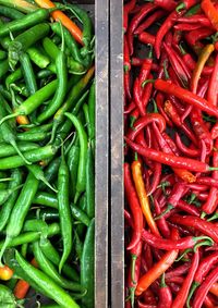 High angle view of vegetables in container