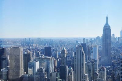 View of cityscape against clear sky
