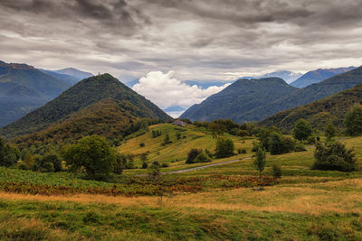 Scenic view of mountains against sky