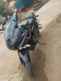 High angle view of bicycle parked on road