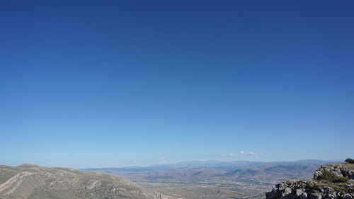 Scenic view of landscape against clear blue sky