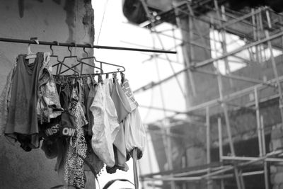 Low angle view of clothes hanging on clothesline