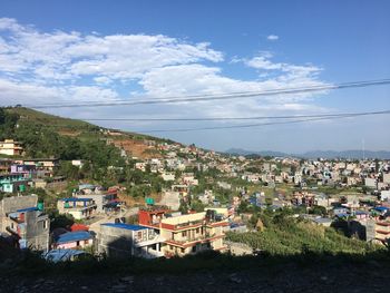 High angle view of townscape against sky