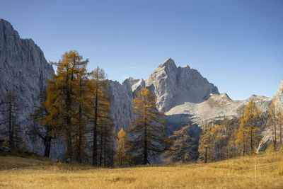 Scenic view of mountains against clear sky