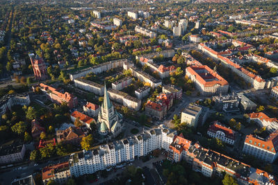 Residential building in european city, aerial view. wroclaw, poland