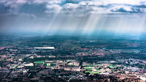 High angle view of cityscape against sky