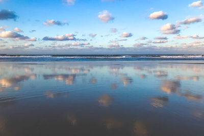 Scenic view of sea against sky at sunset