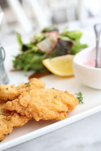 Close-up of served food in plate