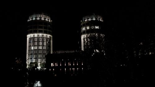 Illuminated buildings at night