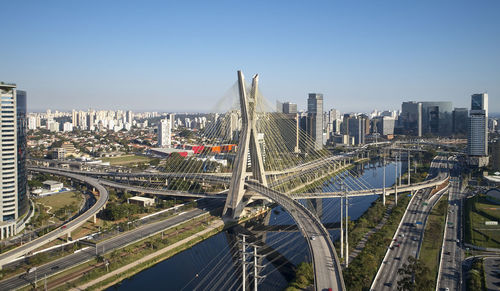 High angle view of elevated road in city