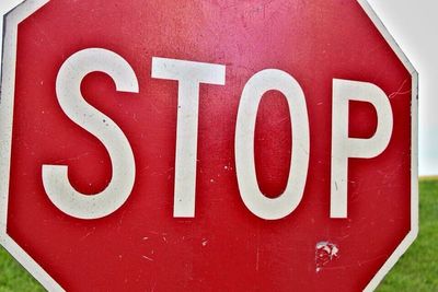 Close-up of road sign