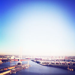 Bridge over river against clear sky