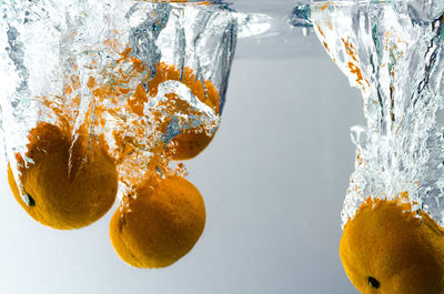 Close-up of oranges underwater