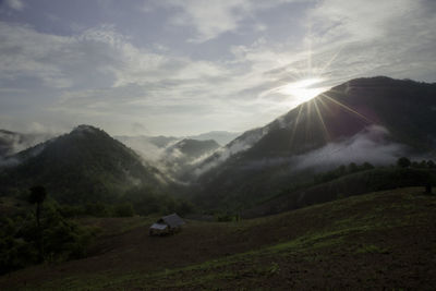 Scenic view of mountains against sky